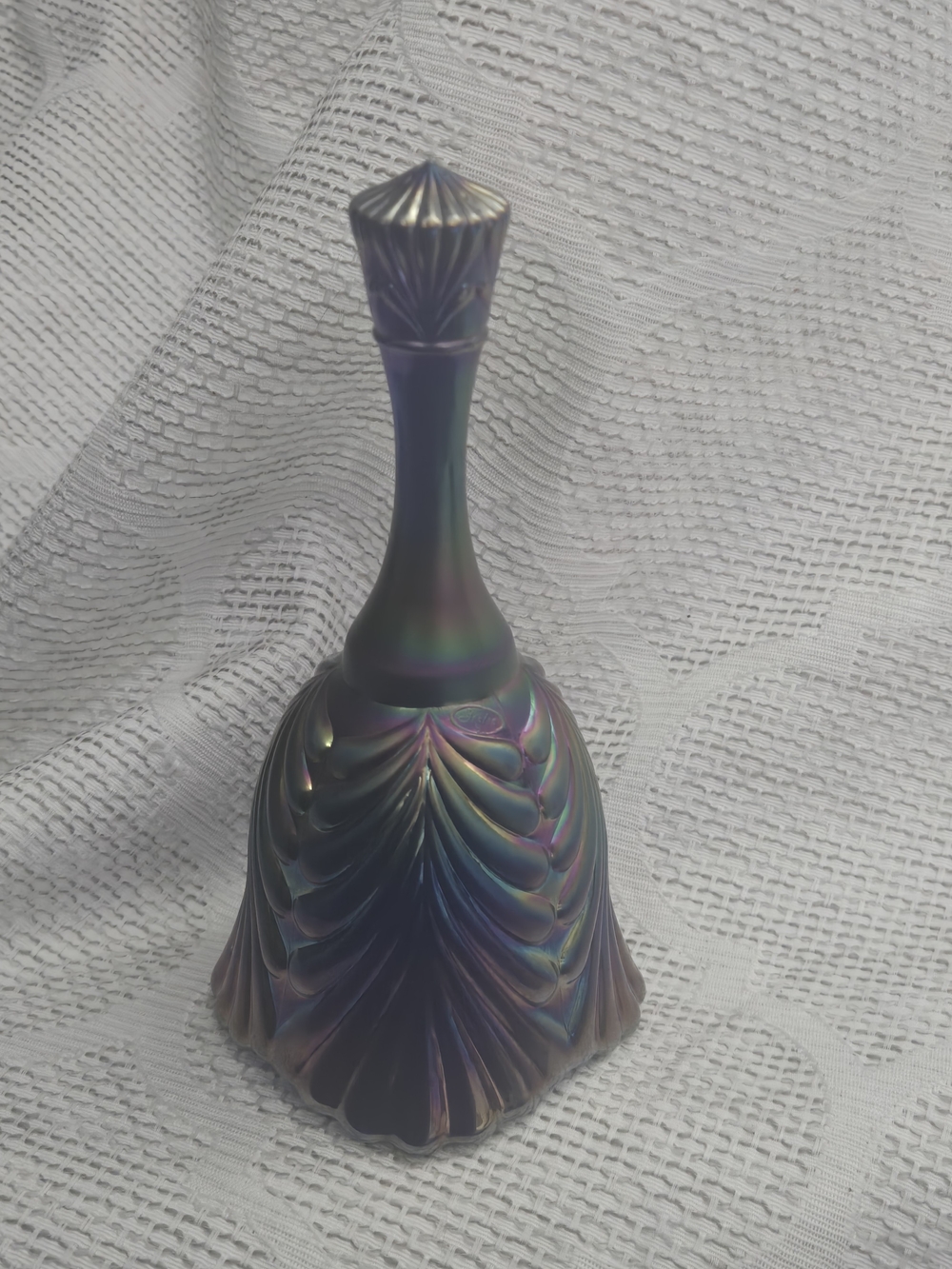 Fenton Cobalt Marigold Blue Iridescent Carnival Glass Bell Beauty Vintage
